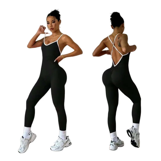 Macacão Esportivo com Decote em X nas Costas